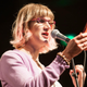 Charlie Jane Anders reads one of her stories at the New Zealand Book Festival.